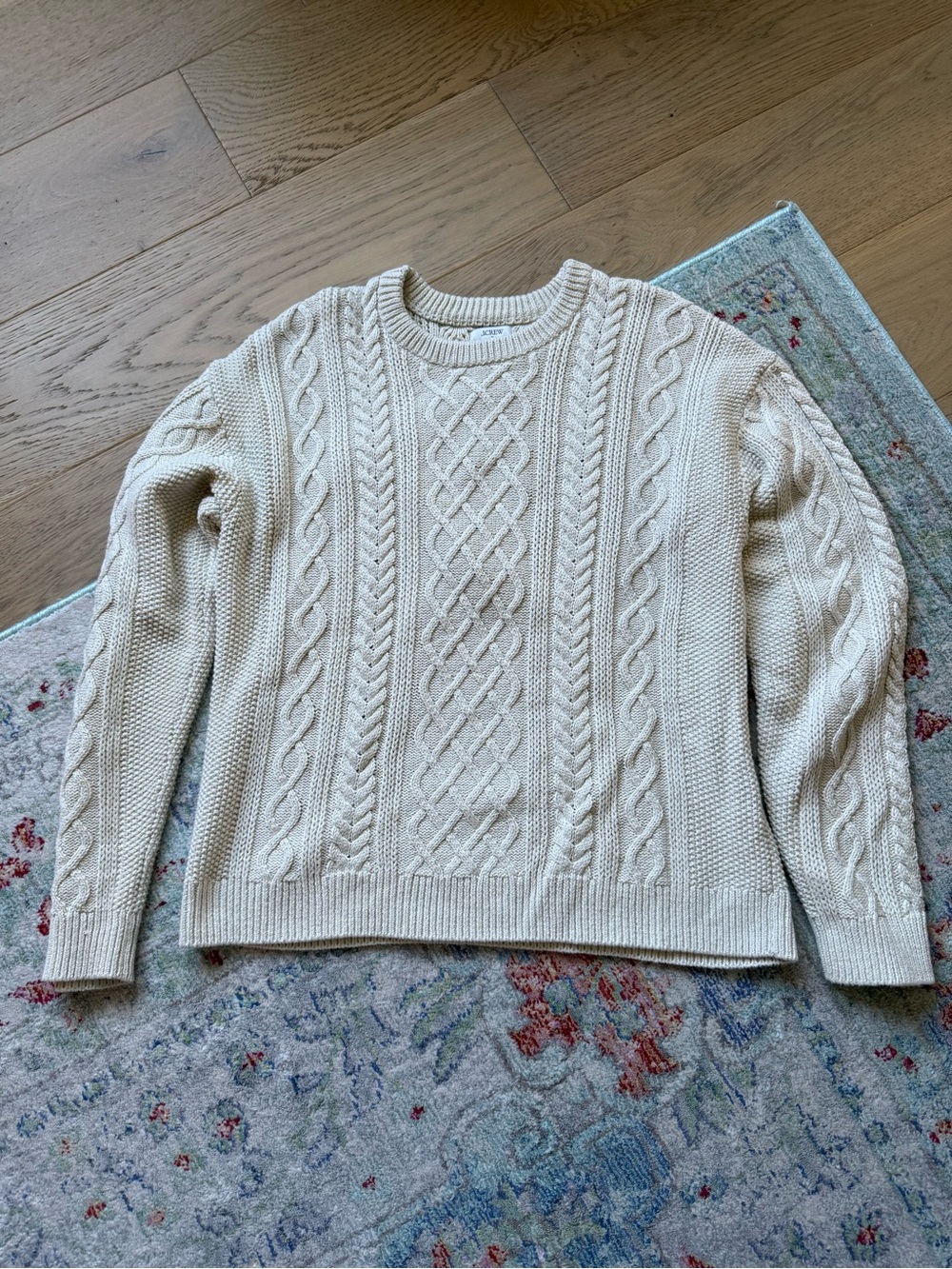 J. Crew Cream Cable-Knit Crewneck Sweater